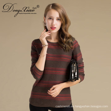 Patrón de estilo europeo Woollen Woollen Cashmere Mujeres Stripped Design Sweater